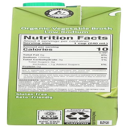 Pacific Foods Organic Low Sodium Vegetable Broth, 32 Oz
