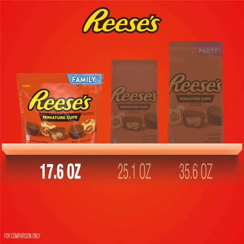 Reeses Miniatures Milk Chocolate Peanut Butter Cups, Candy Family Pack, 17.6 Oz
