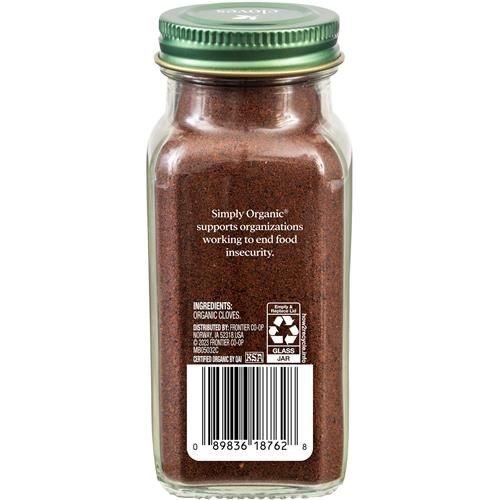 Simply Organic Ground Cloves 2.82 Ounce Jar, Pure Organic Ground Cloves, Kosher, Pungent Warm Aroma, Bittersweet & Spicy