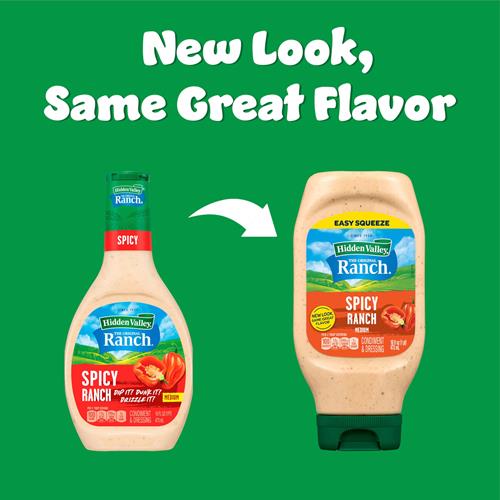 Hidden Valley Spicy Ranch Condiment And Dressing, Easy Squeeze Bottle, 16 Fl Oz (Package May Vary)