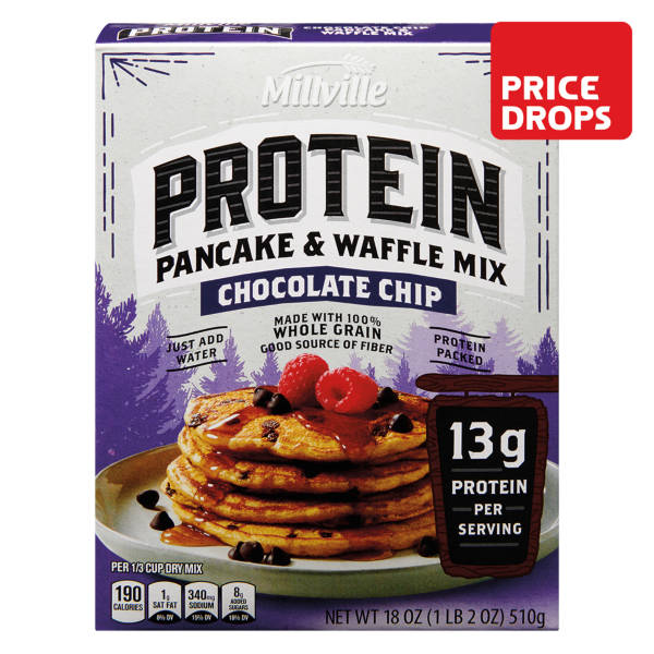 Millville Chocolate Chip Protein Pancake & Waffle Mix, 18 oz