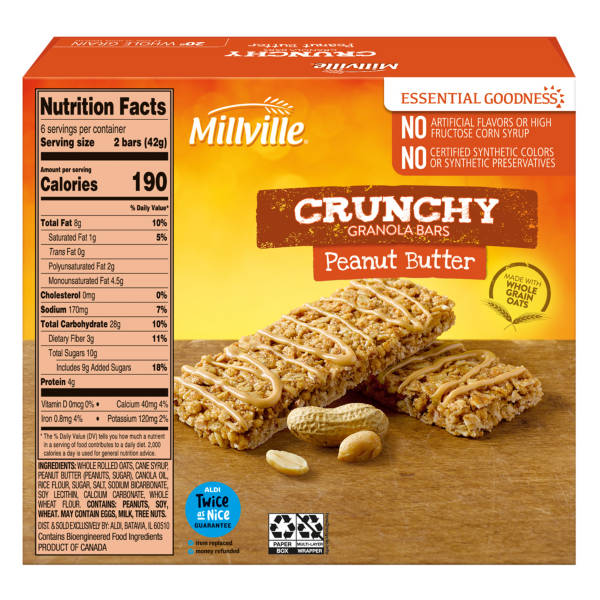 Millville Peanut Butter Crunchy Granola Bar 2 packs, 6 count
