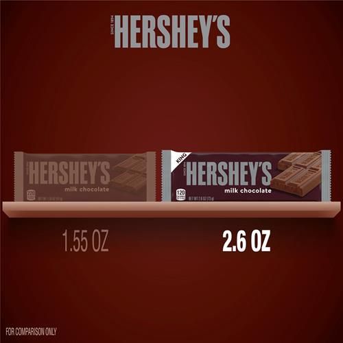 Hersheys Milk Chocolate King Size, Candy Bar, 2.6 Oz