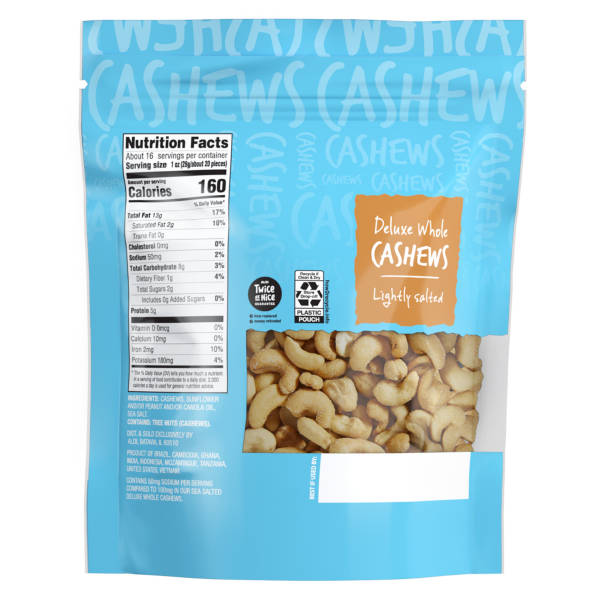 Southern Grove Light Salted Deluxe Whole Cashews, 16 oz