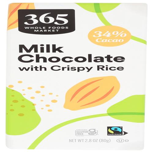 Whole Foods Market Crispy Rice Milk Chocolate Bar, 2.8 Oz