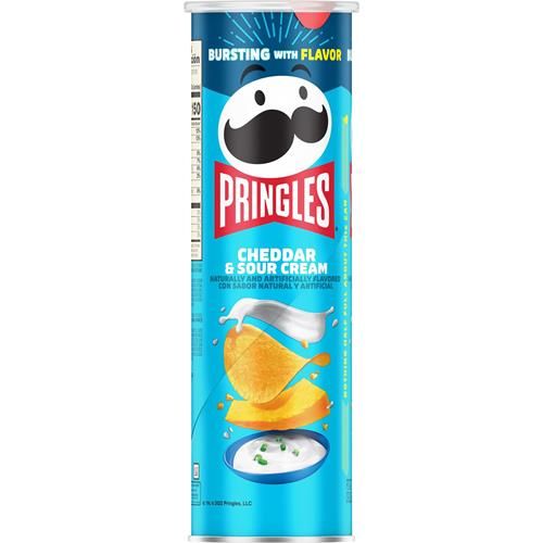 Pringles Potato Crisps Chips, Lunch Snacks, On-The-Go Snacks, Cheddar And Sour Cream, 5.5Oz Can (One Can)