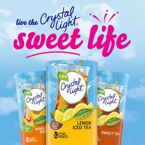 Crystal Light Sugar-Free Lemon Iced Tea Naturally Flavored Powdered Drink Mix 4 Count Pitcher Packets