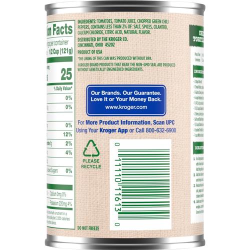 Kroger Petite Diced Tomatoes with Green Chilies 14.5 oz