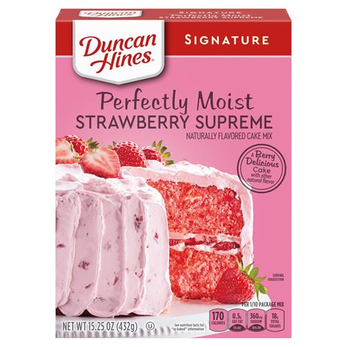Duncan Hines Signature Perfectly Moist Strawberry Supreme Naturally Flavored Cake Mix, 15.25 Oz