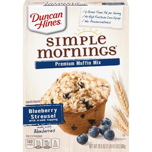Duncan Hines Simple Mornings Blueberry Streusel Premium Muffin Mix, 20.5 Oz