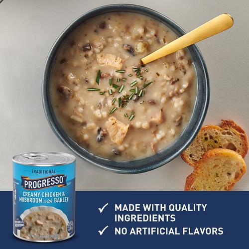 Progresso Traditional Creamy Chicken & Mushroom With Barley Soup, 18.5 Oz.