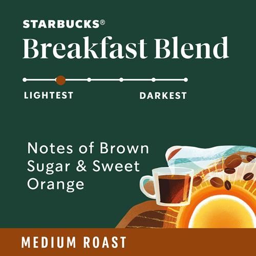 Starbucks K-Cup Coffee Pods, Medium Roast Coffee, Breakfast Blend, 100% Arabica, 1 Box (32 Pods)