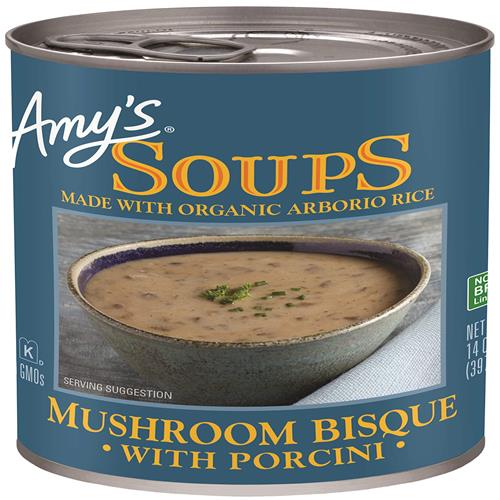 Amys Soup, Mushroom Bisque With Porcini, Gluten Free, Made With Organic Vegetables And Cream, Vegetarian Canned Soup, 14 Oz