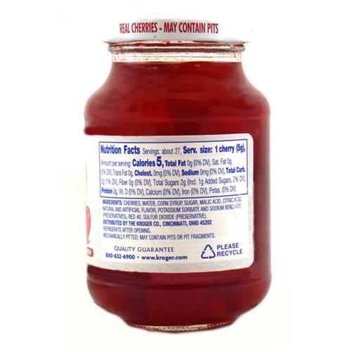 Kroger Maraschino Cherries with Stems 10 oz