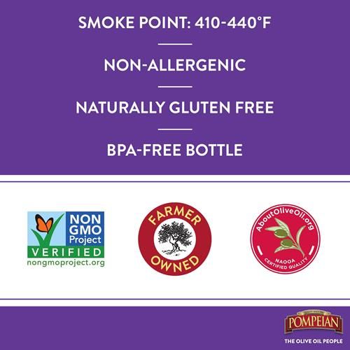 Pompeian Mild Taste Olive Oil, Perfect For Roasting & Sauteing, Naturally Gluten-Free, Non-Allergenic, Non-Gmo, 16 Fl. Oz.