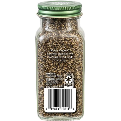 Simply Organic Coarse Ground Black Pepper, 2.47 Ounce Bottle, Coarsely Ground Fo Fresh-Cracked Bite, Kosher