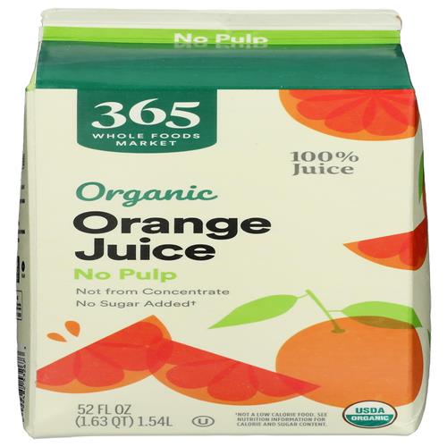 Whole Foods Market Organic Orange Juice, No Pulp, 52 Fl Oz