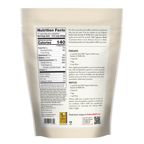 Bobs Red Mill Organic 7 Grain Pancake & Waffle Mix, 24Oz (Pack Of 1) - Organic, Whole Grain, Kosher