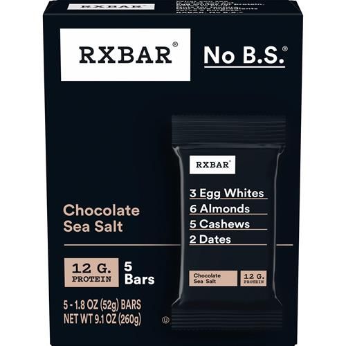 Rxbar Protein Bars, Protein Snack, Snack Bars, Chocolate Sea Salt, 9.1Oz (5 Bars)