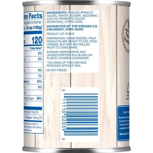Kroger Canned Apricot Halves in Heavy Syrup 15.25 oz