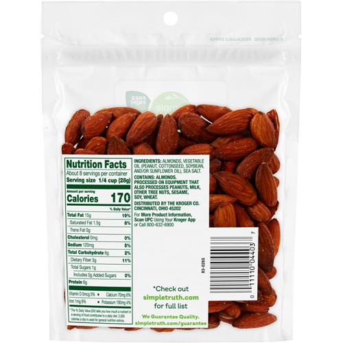 Simple Truth Sea Salt Roasted Almond Nuts 8 oz