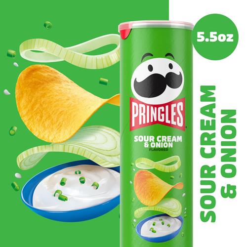 Pringles Potato Crisps Chips, Lunch Snacks, On-The-Go Snacks, Sour Cream And Onion, 5.5Oz Can (1 Can)