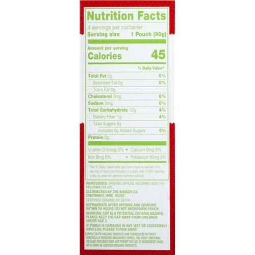 Simple Truth Organic Unsweetened Applesauce Pouches 4 ct / 3.2 oz