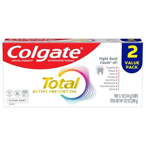 Colgate Total Clean Mint Toothpaste, Mint Toothpaste, 5.1 Oz Tube, 2 Pack
