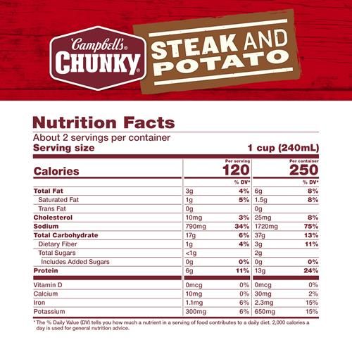 Campbell’S Chunky Soup, Steak And Potato Soup, 18.8 Ounce Can