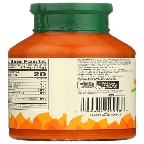 Whole Foods Market Organic Buffalo Wing Sauce, 12.5 Ounce