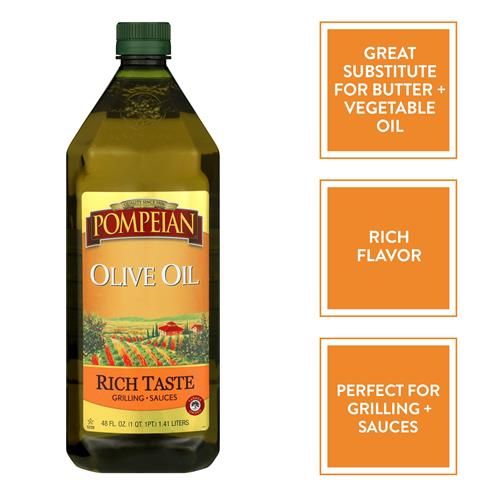 Pompeian Rich Taste Olive Oil, Full Flavor, Perfect For Grilling & Sauces, Naturally Gluten-Free, Non-Allergenic, Non-Gmo, 48 Fl. Oz.