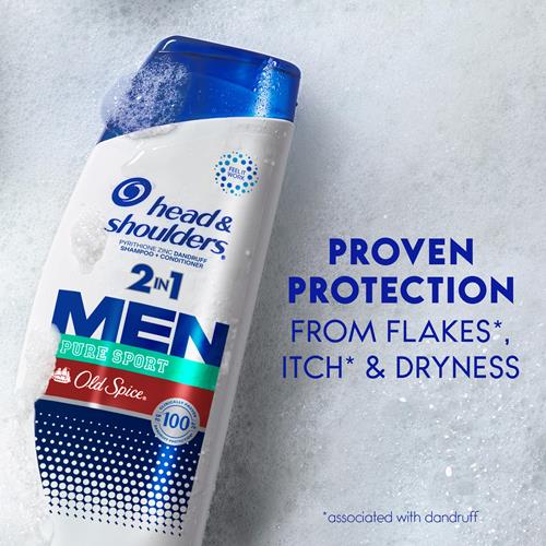 Head And Shoulders Mens 2 In 1 Dandruff Shampoo And Conditioner, Old Spice Pure Sport, 20.7 Oz
