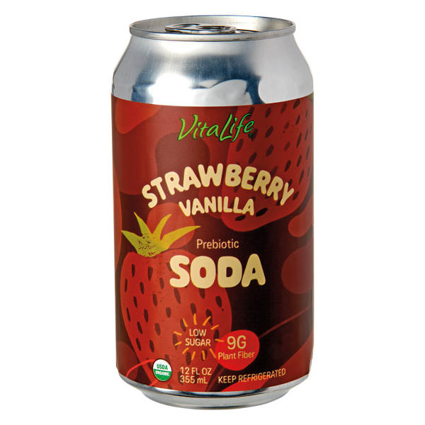 VitaLife Strawberry  Vanilla Prebiotic Soda, 12 fl oz