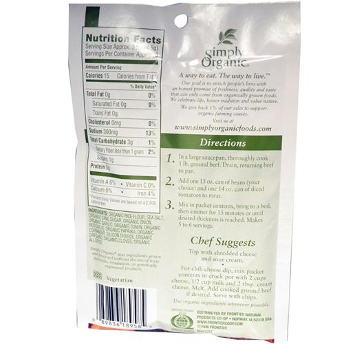 Simply Organic Organic Mild Chili Seasoning, 1 Oz