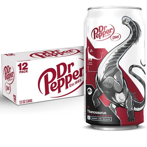 Diet Dr Pepper Soda, 12 Fl Oz Cans, 12 Pack