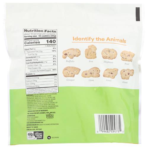 Whole Foods Market Organic Chocolate Chip Animal Cookies, 11 Ounce