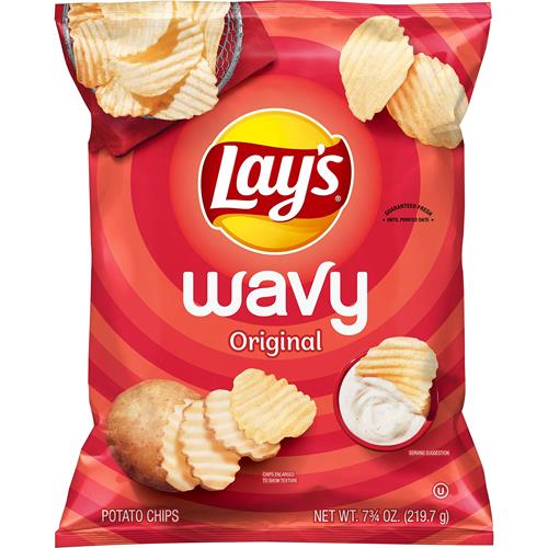Lays Wavy Potato Chips Original Flavor, 7.75 Oz