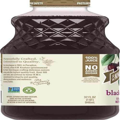 R.W. Knudsen Just Black Cherry Juice, 32 Ounces (Packaging May Vary)