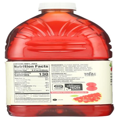 Whole Foods Market, Organic Cranberry-Pomegranate Juice Blend, 64 Fl Oz