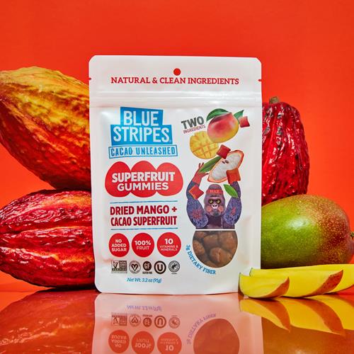 Blue Stripes Dried Mango + Cacao Superfruit Gummies, 3.2Oz
