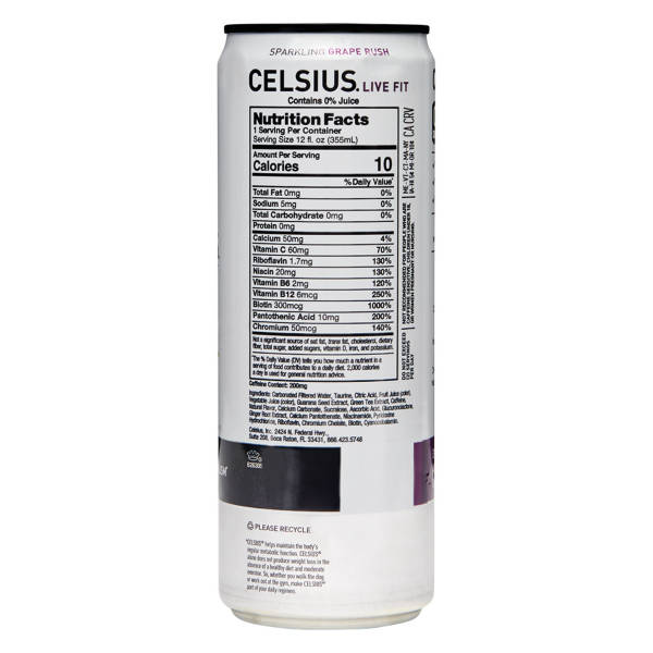 Celsius Sparkling Grape Rush Energy Drink, 12 fl oz