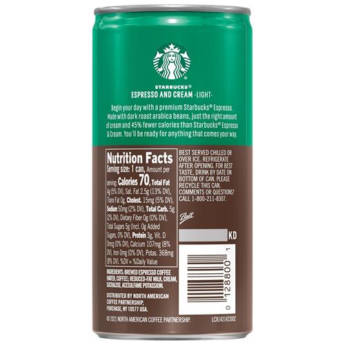 Starbucks Double Shot Espresso, Espresso & Cream Light, Coffee Drink (4 Count, 6.5 Fl Oz Each)