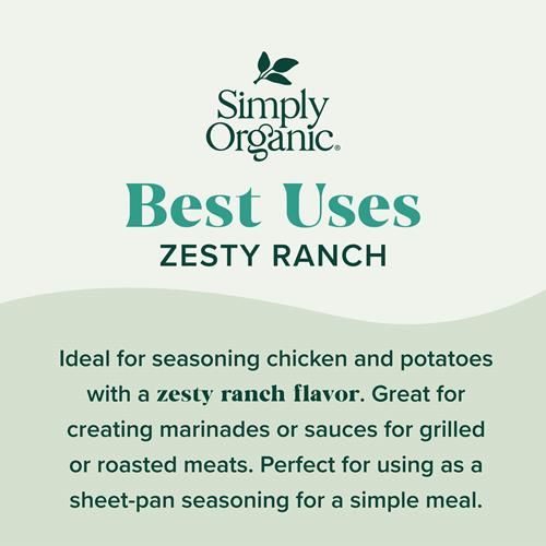 Simply Organic Sheet Pan Seasoning, Zesty Ranch, 0.99 Ounce (Pack Of 12)