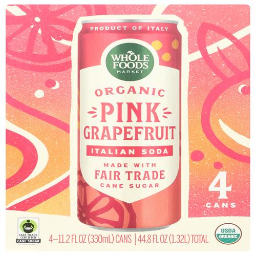 Whole Foods Market Organic Pink Grapefruit Italian Soda, 11.2 Fl Oz
