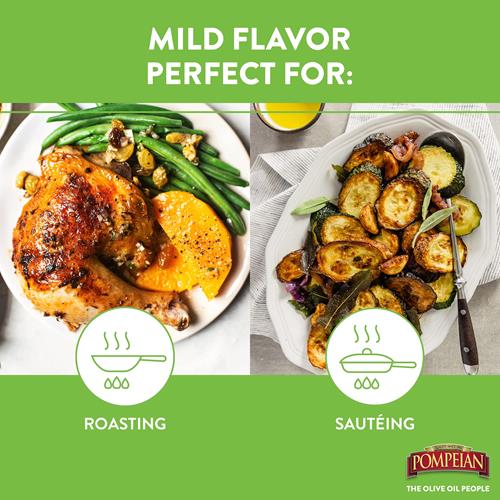 Pompeian Mild Taste Olive Oil, Perfect For Roasting & Sauteing, Naturally Gluten-Free, Non-Allergenic, Non-Gmo, 16 Fl. Oz.