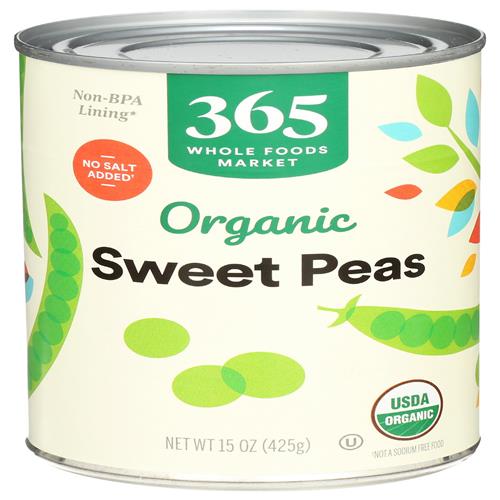 Whole Foods Market, Organic Sweet Peas No Salt Added, 15 Oz