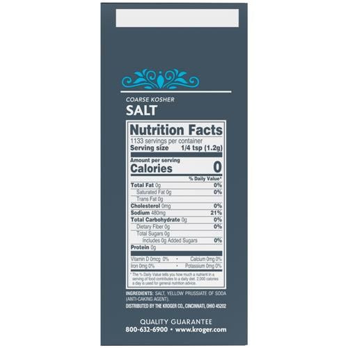 Kroger Coarse Kosher Salt 48 oz