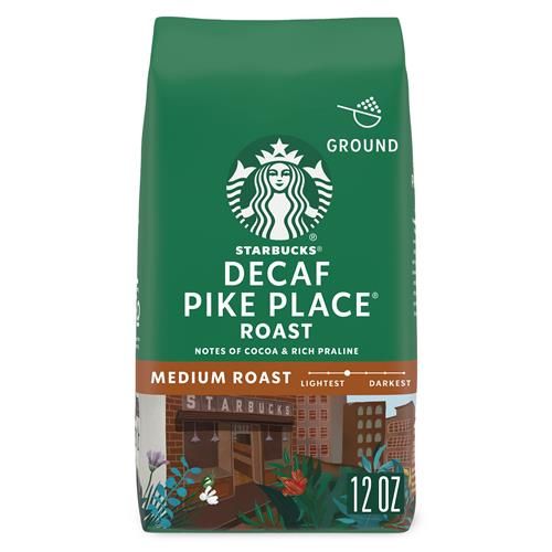 Starbucks Ground Coffee, Medium Roast Coffee, Decaf Pike Place Roast, 100% Arabica, 1 Bag (12 Oz)