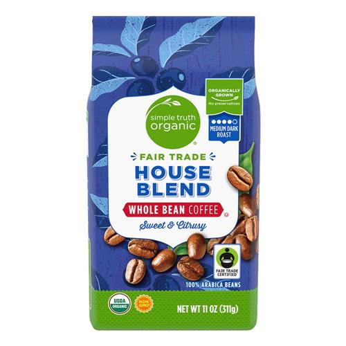 Simple Truth Organic House Blend Medium Dark Roast Whole Bean Coffee 11 oz