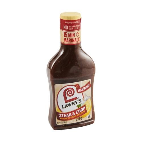 Lawrys Steak & Chop With Garlic & Cracked Black Pepper Marinade, 12 Fl Oz